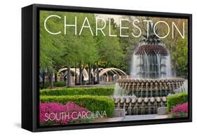 Charleston, South Carolina - Pineapple Fountain-Lantern Press-Framed Stretched Canvas