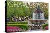 Charleston, South Carolina - Pineapple Fountain-Lantern Press-Stretched Canvas