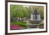 Charleston, South Carolina - Pineapple Fountain-Lantern Press-Framed Premium Giclee Print