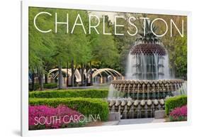 Charleston, South Carolina - Pineapple Fountain-Lantern Press-Framed Art Print