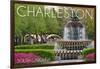 Charleston, South Carolina - Pineapple Fountain-Lantern Press-Framed Art Print
