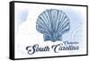 Charleston, South Carolina - Scallop Shell - Blue - Coastal Icon-Lantern Press-Framed Stretched Canvas