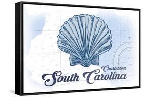 Charleston, South Carolina - Scallop Shell - Blue - Coastal Icon-Lantern Press-Framed Stretched Canvas