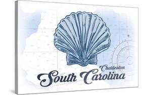 Charleston, South Carolina - Scallop Shell - Blue - Coastal Icon-Lantern Press-Stretched Canvas