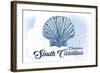 Charleston, South Carolina - Scallop Shell - Blue - Coastal Icon-Lantern Press-Framed Art Print