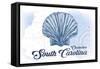 Charleston, South Carolina - Scallop Shell - Blue - Coastal Icon-Lantern Press-Framed Stretched Canvas