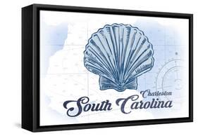 Charleston, South Carolina - Scallop Shell - Blue - Coastal Icon-Lantern Press-Framed Stretched Canvas