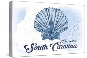 Charleston, South Carolina - Scallop Shell - Blue - Coastal Icon-Lantern Press-Stretched Canvas