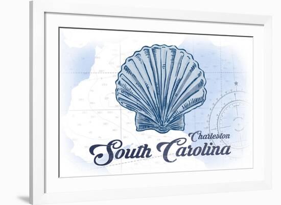 Charleston, South Carolina - Scallop Shell - Blue - Coastal Icon-Lantern Press-Framed Art Print