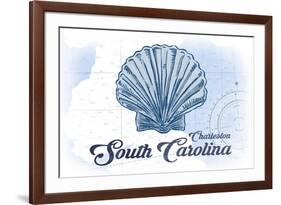 Charleston, South Carolina - Scallop Shell - Blue - Coastal Icon-Lantern Press-Framed Art Print