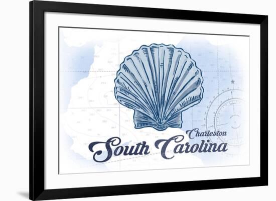 Charleston, South Carolina - Scallop Shell - Blue - Coastal Icon-Lantern Press-Framed Art Print