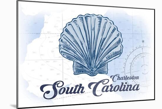 Charleston, South Carolina - Scallop Shell - Blue - Coastal Icon-Lantern Press-Mounted Art Print