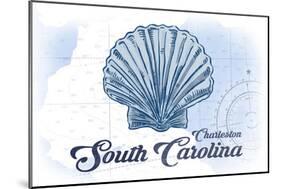 Charleston, South Carolina - Scallop Shell - Blue - Coastal Icon-Lantern Press-Mounted Art Print