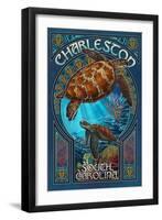 Charleston, South Carolina - Sea Turtle Art Nouveau-Lantern Press-Framed Art Print