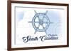 Charleston, South Carolina - Ship Wheel - Blue - Coastal Icon-Lantern Press-Framed Premium Giclee Print