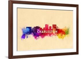 Charleston, South Carolina - Skyline Abstract-Lantern Press-Framed Premium Giclee Print