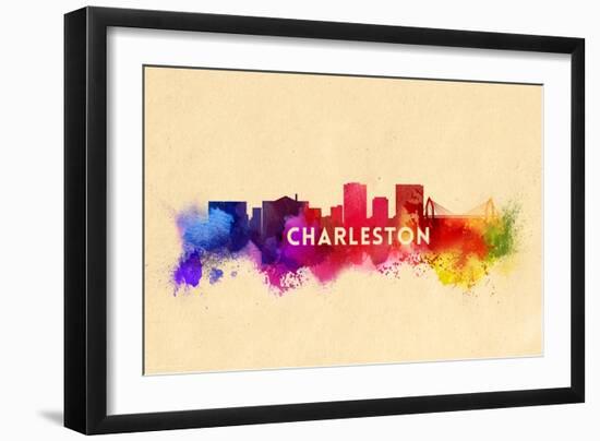 Charleston, South Carolina - Skyline Abstract-Lantern Press-Framed Art Print