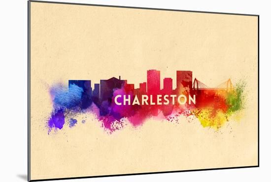 Charleston, South Carolina - Skyline Abstract-Lantern Press-Mounted Art Print