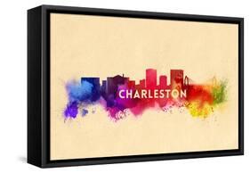 Charleston, South Carolina - Skyline Abstract-Lantern Press-Framed Stretched Canvas