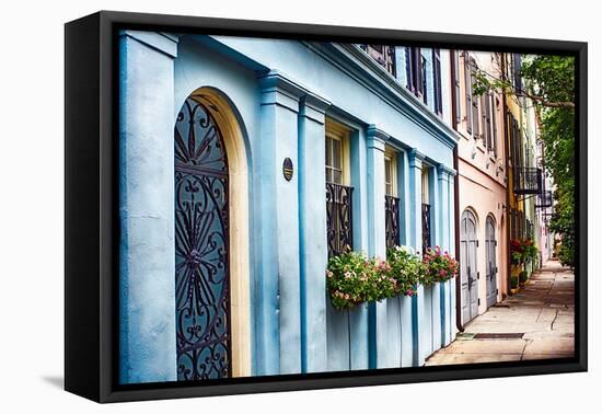 Charleston Street Colors, South Carolina-George Oze-Framed Stretched Canvas