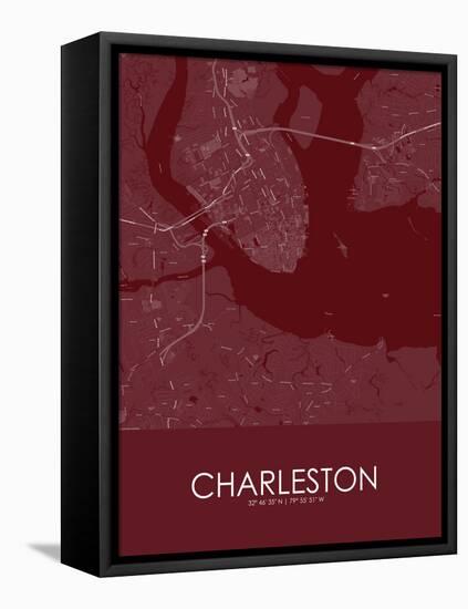 Charleston, United States of America Red Map-null-Framed Stretched Canvas