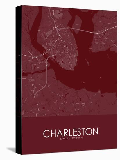 Charleston, United States of America Red Map-null-Stretched Canvas