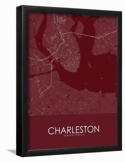 Charleston, United States of America Red Map-null-Framed Poster