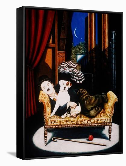 Charlie Chaplin and 'Scraps', 1992-Frances Broomfield-Framed Stretched Canvas