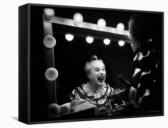 Charlie Chaplin at Dressing Room Mirror, Giving Himself a Wide Grin-W^ Eugene Smith-Framed Stretched Canvas