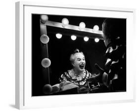 Charlie Chaplin at Dressing Room Mirror, Giving Himself a Wide Grin-W^ Eugene Smith-Framed Premium Photographic Print