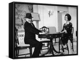Charlie Chaplin Directing Actress Sophia Loren in Scene from Movie "A Countess from Hong Kong"-Alfred Eisenstaedt-Framed Stretched Canvas