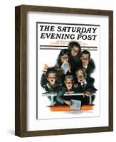 "Charlie Chaplin Fans" Saturday Evening Post Cover, October 14,1916-Norman Rockwell-Framed Giclee Print