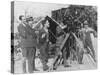 Charlie Chaplin Laughing During Shooting of Film-null-Stretched Canvas