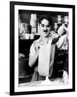 Charlie Chaplin. "Shop" 1916, "The Floorwalker" Directed by Charles Chaplin-null-Framed Photographic Print