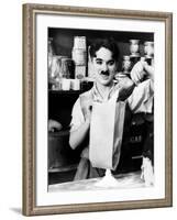 Charlie Chaplin. "Shop" 1916, "The Floorwalker" Directed by Charles Chaplin-null-Framed Photographic Print