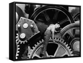 Charlie Chaplin. "The Masses" 1936, "Modern Times" Directed by Charles Chaplin-null-Framed Stretched Canvas