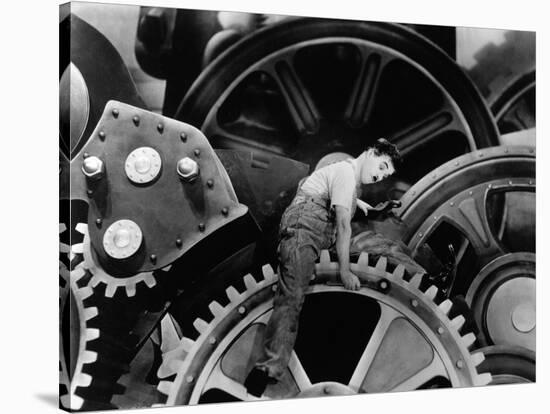 Charlie Chaplin. "The Masses" 1936, "Modern Times" Directed by Charles Chaplin-null-Stretched Canvas