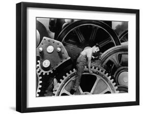 Charlie Chaplin. "The Masses" 1936, "Modern Times" Directed by Charles Chaplin-null-Framed Premium Photographic Print