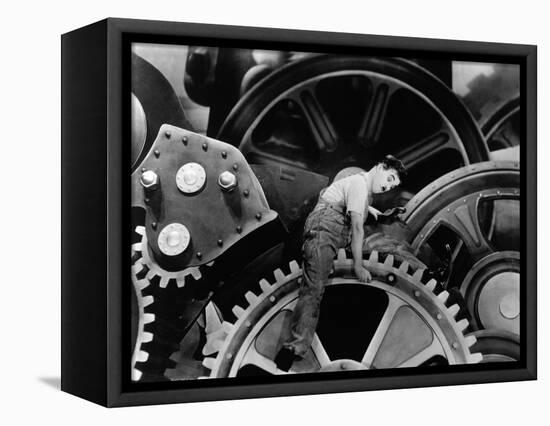 Charlie Chaplin. "The Masses" 1936, "Modern Times" Directed by Charles Chaplin-null-Framed Stretched Canvas