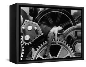 Charlie Chaplin. "The Masses" 1936, "Modern Times" Directed by Charles Chaplin-null-Framed Stretched Canvas