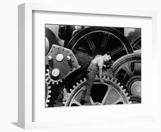 Charlie Chaplin. "The Masses" 1936, "Modern Times" Directed by Charles Chaplin-null-Framed Photographic Print