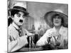 Charlie Chaplin with Edna Purviance in The Cure-null-Mounted Premium Photographic Print