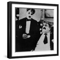 Charlie Chaplin with Eric Campbell in The Rink-null-Framed Premium Photographic Print