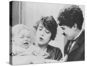 Charlie Chaplin with Mabel Normand in "His Trysting Place."-null-Stretched Canvas