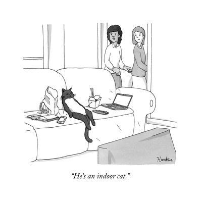 "He's an indoor cat." - New Yorker Cartoon