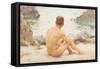 Charlie Seated on the Sand, 1907-Henry Scott Tuke-Framed Stretched Canvas