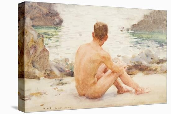 Charlie Seated on the Sand, 1907-Henry Scott Tuke-Stretched Canvas