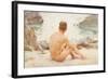 Charlie Seated on the Sand, 1907-Henry Scott Tuke-Framed Giclee Print