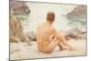 Charlie Seated on the Sand, 1907-Henry Scott Tuke-Mounted Giclee Print