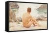 Charlie Seated on the Sand, 1907-Henry Scott Tuke-Framed Stretched Canvas